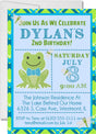 frog birthday party invitations aqua blue green design