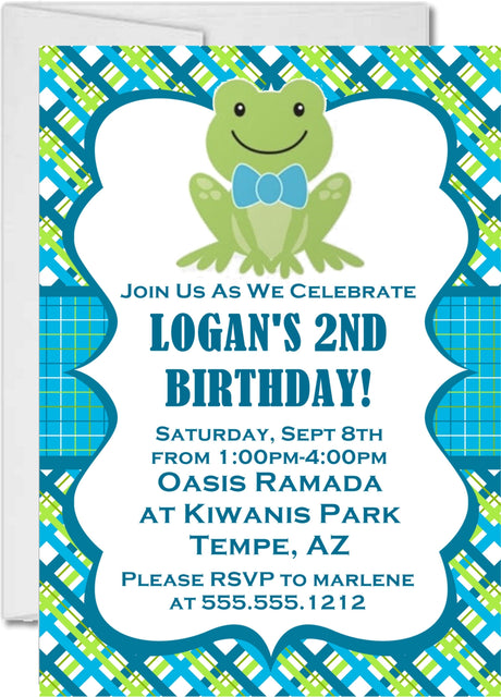 frog invitation cards toddler birthday celebration style