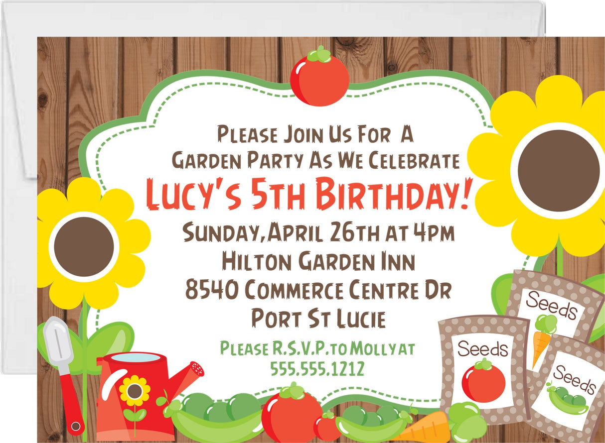 gardening birthday party invitations sunflower garden design