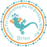 gecko party sticker with playful reptile character and bright colors