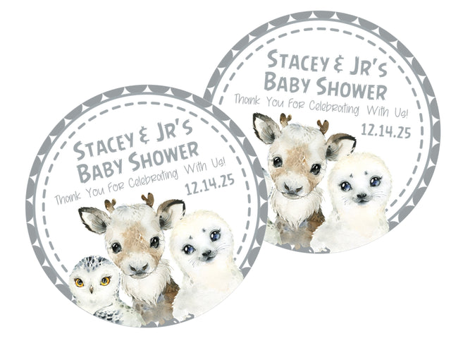 gender neutral arctic animals baby shower sticker