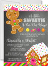 gingerbread cookie baby shower invitations pink holiday design