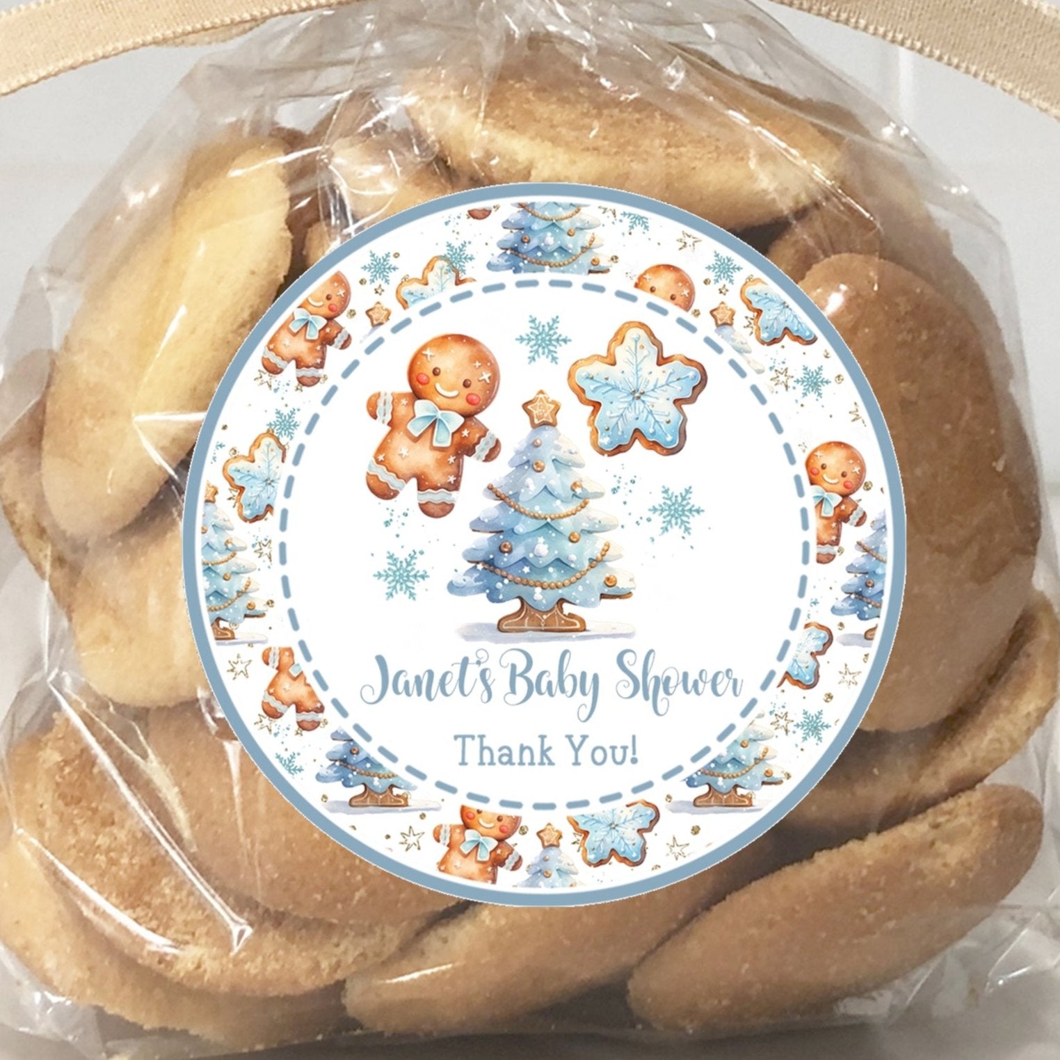 Boys Gingerbread Baby Shower Stickers