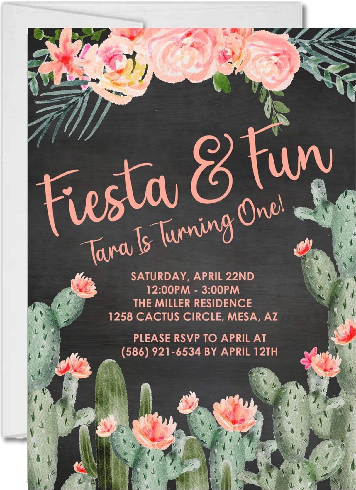 girls cactus fiesta 1st birthday fiesta birthday invitations