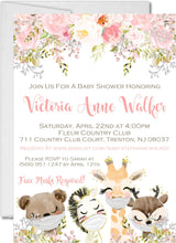 girls drive by baby shower invitations watercolor pink greenery theme