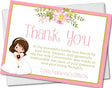 girls first holy communion thank you cards floral pastel design