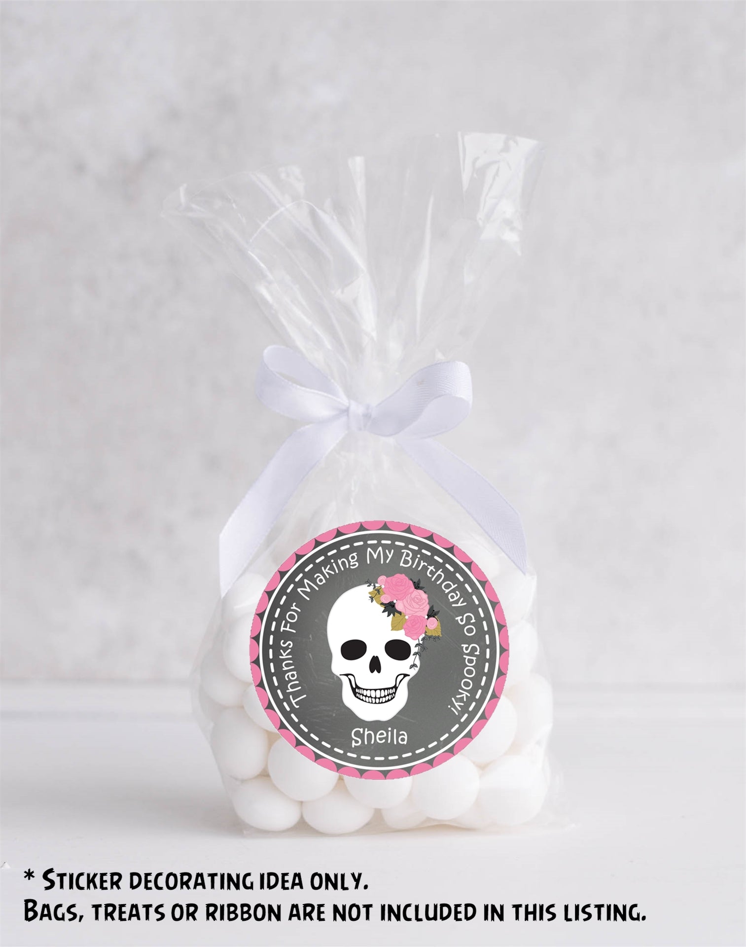 Girls Halloween Skull Birthday Stickers