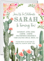 girls pink cactus birthday party invitations