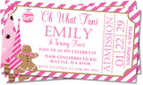 girls pink gingerbread birthday invitations festive winter theme