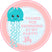 girls pink jellyfish birthday sticker with cute ocean character design
