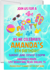 girls pink purple birthday invitation