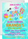 girls pink purple birthday invitation