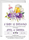 girls purple lavender baby is brewing invitations beer mug shower theme
