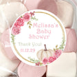 girls rose and pumpkin baby shower sticker
