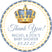 gold and neutral crown baby shower sticker with elegant royal design and personalized text