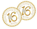 gold sweet 16 sticker label