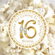 gold sweet sixteen birthday sticker design