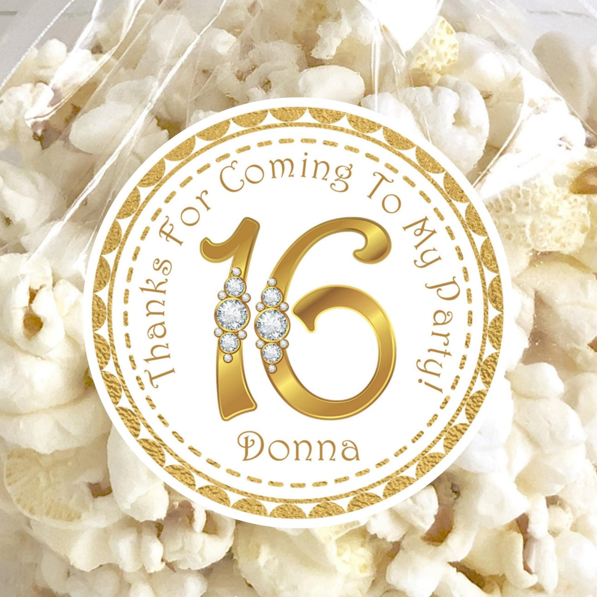 gold sweet sixteen birthday sticker design