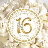 gold sweet sixteen birthday sticker design