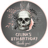gothic skull floral halloween birthday sticker with blush accents