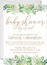 green botanical baby shower by mail invitations with matching address labels