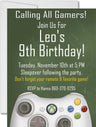 green gamer birthday invitations gaming controller theme