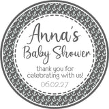 grey anchor baby shower sticker with classic nautical design