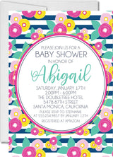 groovy floral baby shower invitations bright vintage theme