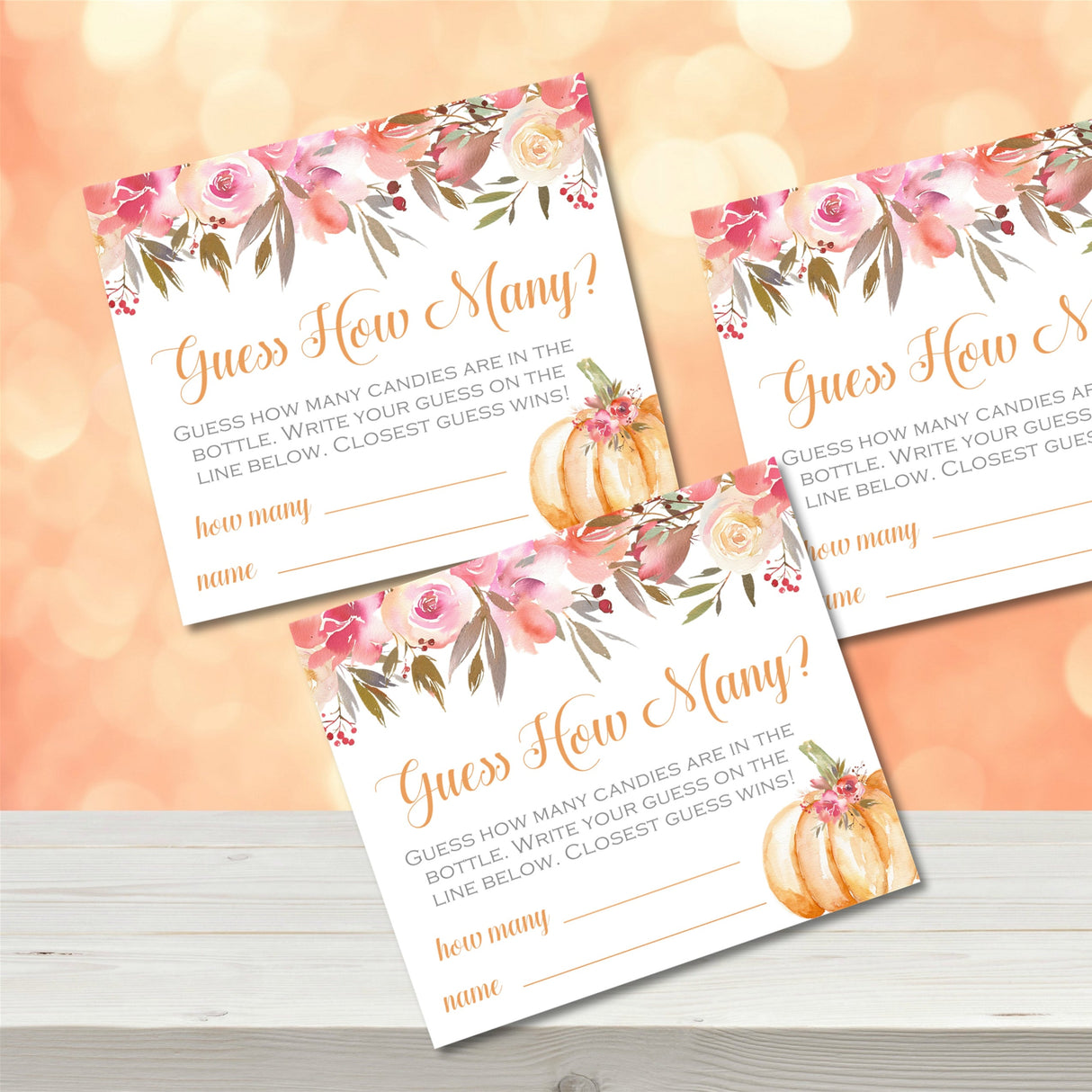Fall Pumpkin Guess How Many Baby Shower Game
