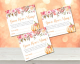 Fall Pumpkin Guess How Many Baby Shower Game