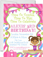 gymnastics birthday party invitations colorful design