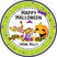 halloween candy jar sticker green polka dot background