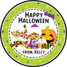 halloween candy jar sticker green polka dot background