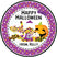 halloween candy jar sticker purple polka dot background