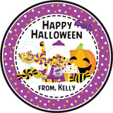 halloween candy jar sticker purple polka dot background