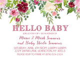 hello baby pink invitations botanical greenery theme