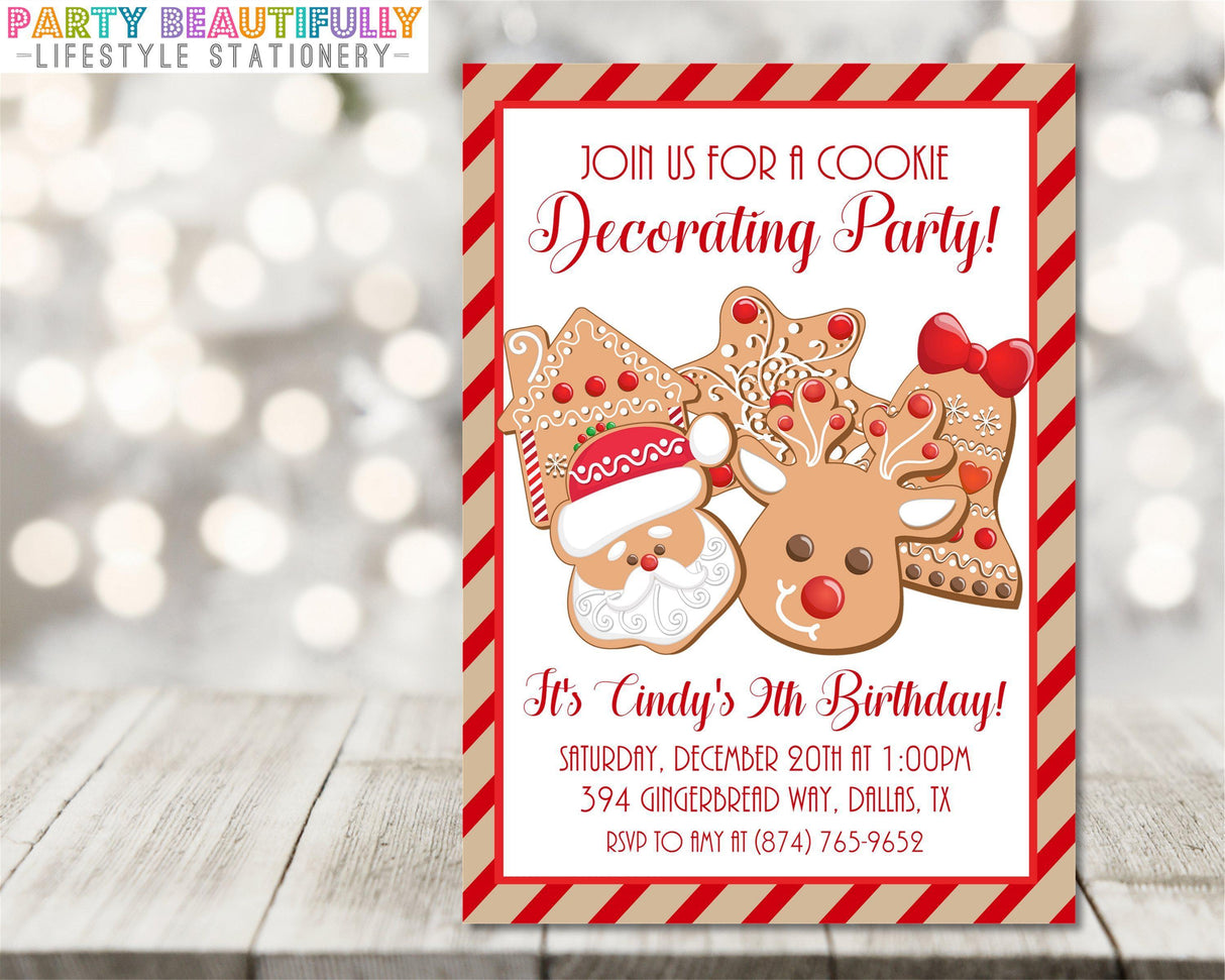 holiday baking party invitations festive candy cane theme