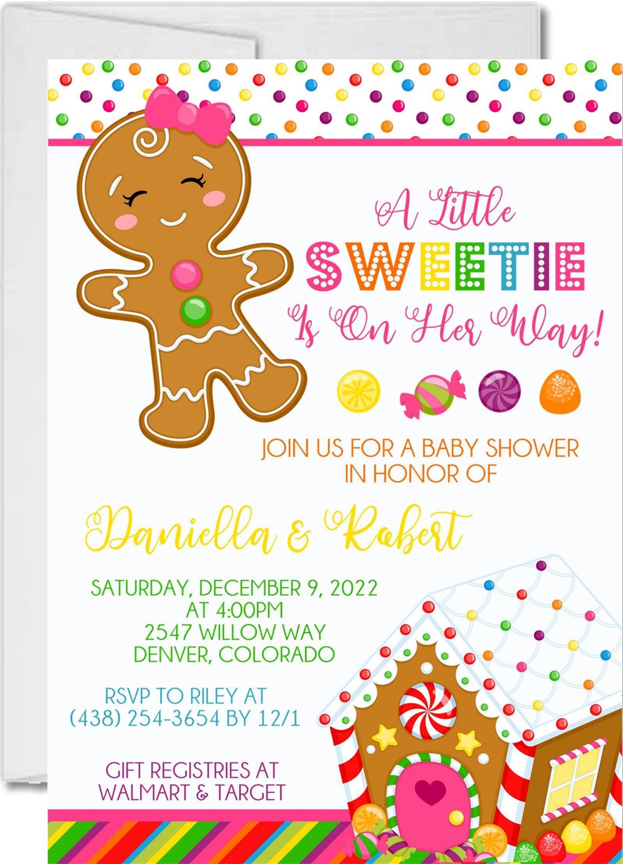holiday sweets baby shower invitations pink christmas candy theme