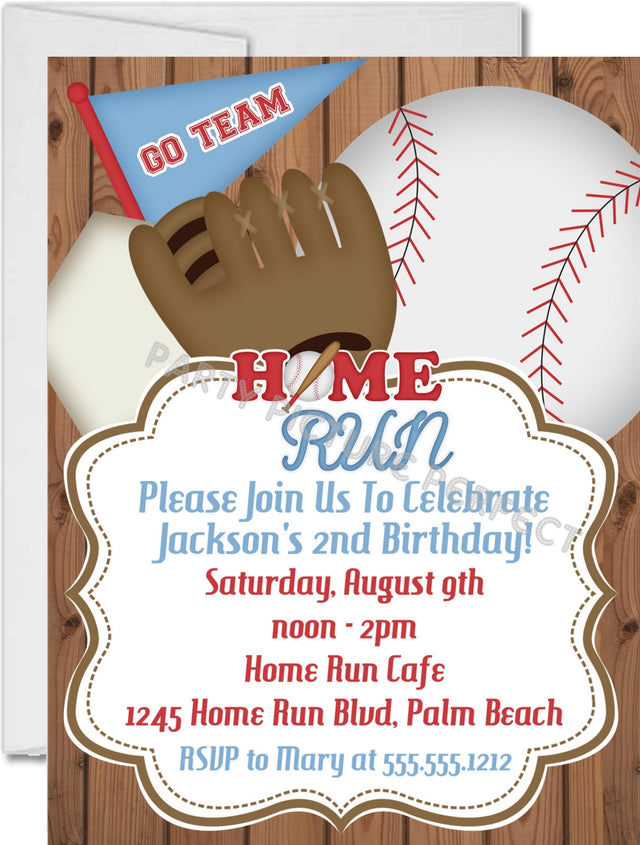 home run baseball birthday invitations sporty athletic theme