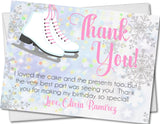 ice skating birthday thank you cards winter snowflake design