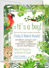 jungle baby shower invitations tropical safari design