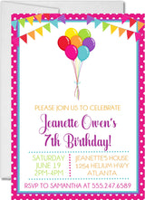 kids birthday balloon invitations festive banner theme