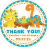 kids dinosaur favor sticker with egg nest and bright colors