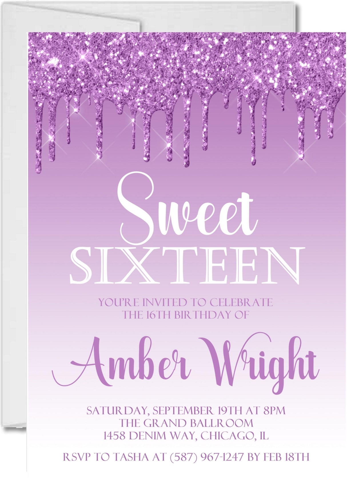 lavender sweet sixteen invitations elegant birthday theme