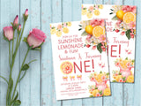 1st Birthday Pink Lemonade Birthday Party Invitations