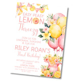 3rd Birthday Pink Lemonade Birthday Party Invitations
