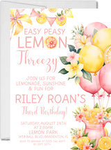 3rd Birthday Pink Lemonade Birthday Party Invitations