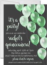 lime green gray sweet 16 quinceanera invitation