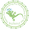 lizard birthday sticker with cute gecko and circular border design