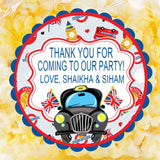 london taxi scalloped birthday sticker